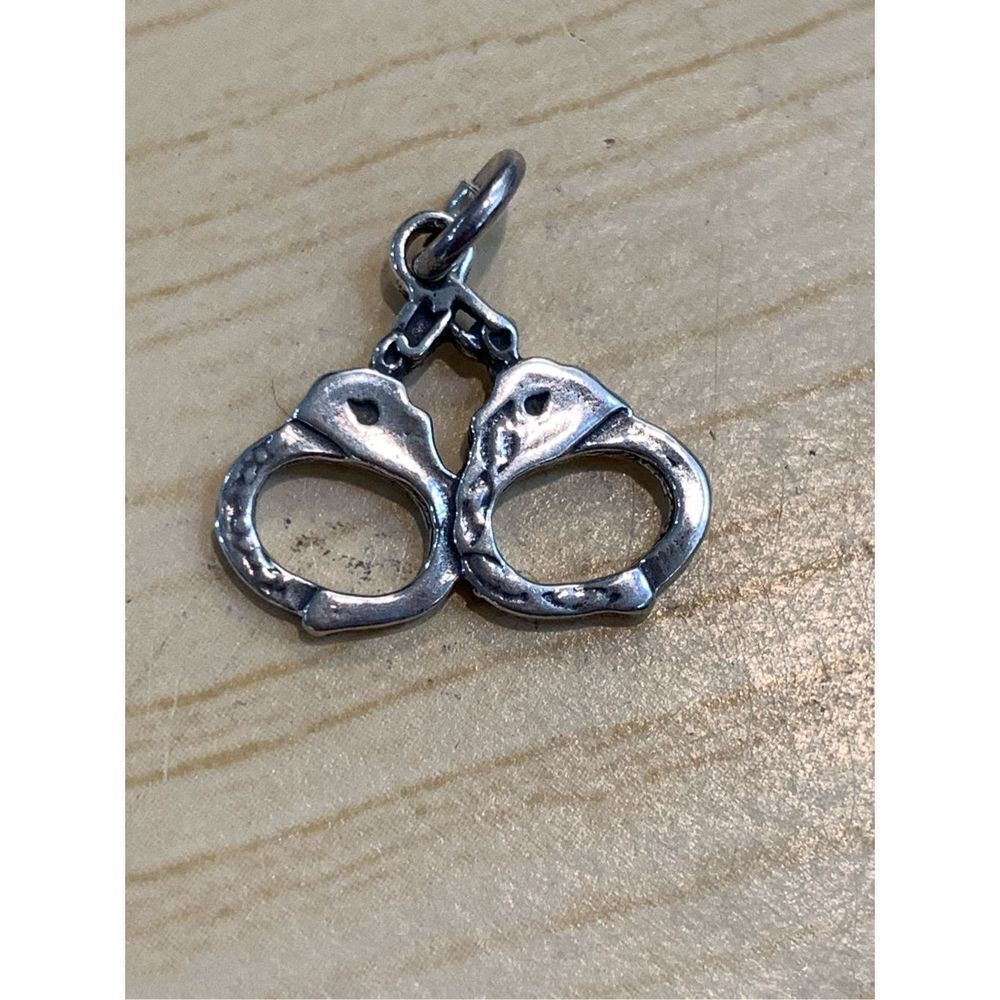 .925 Handcuffs Sterling Silver Jewelry Charm #law